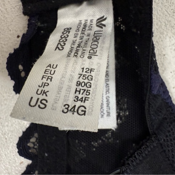 Wacoal Instant Icon T-Shirt Bra 853322 Size 34G Black Lace Underwire - Picture 4 of 5
